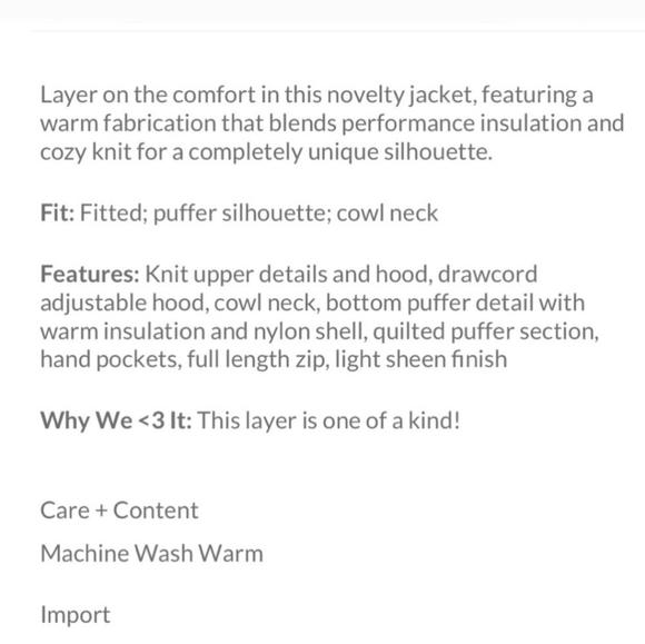 FREE PEOPLE Just Lodgin' Sweater Puffer - SMALL - Picture 5 of 11